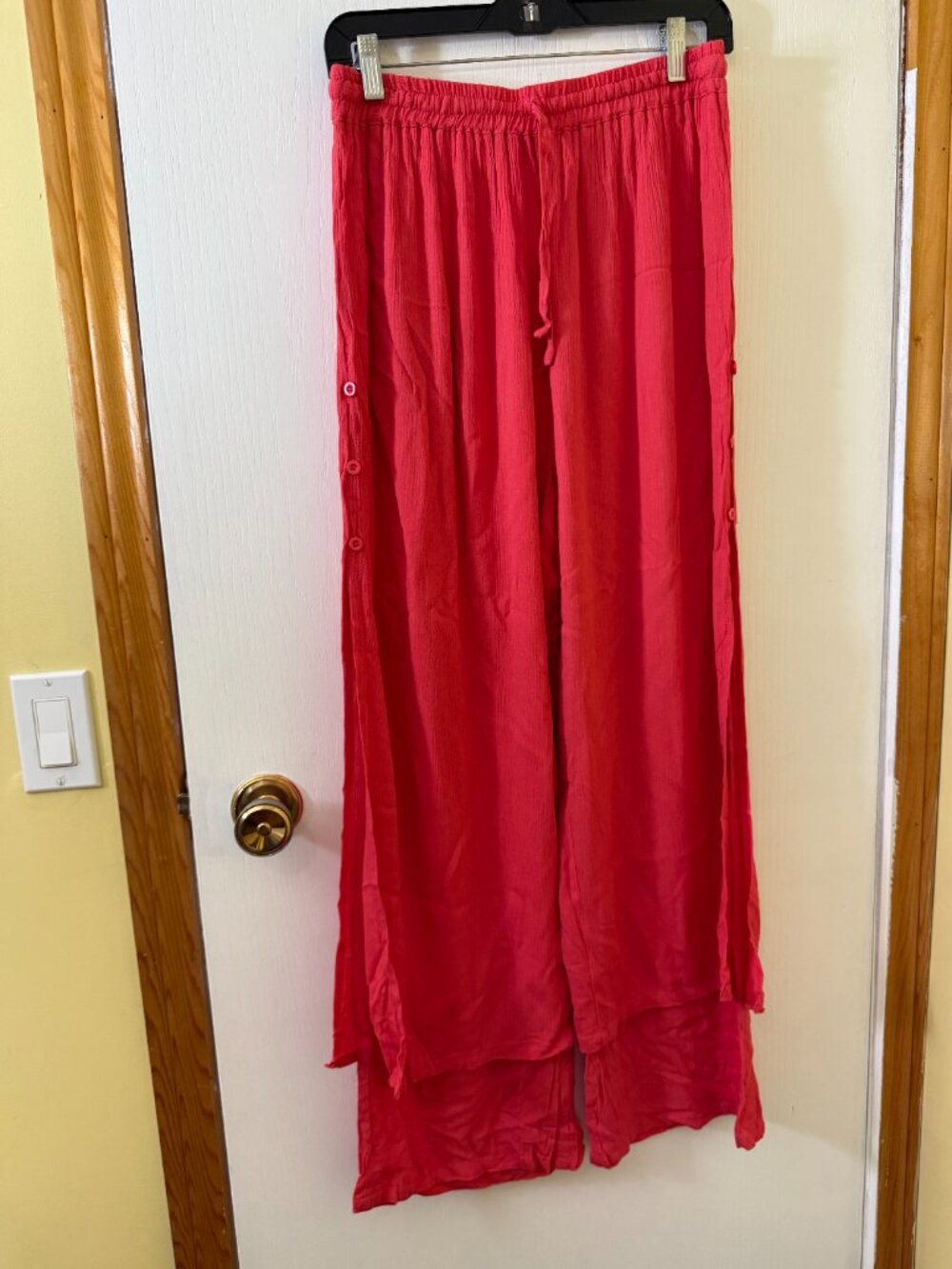 Fiori Pinky Red Double Layer Wide Leg Pants Size Large - Picture 7 of 10